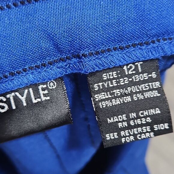 GUC Vintage Cobalt Blue Striped Flare Cuffed Metrostyle Dress Pants - Picture 4 of 7